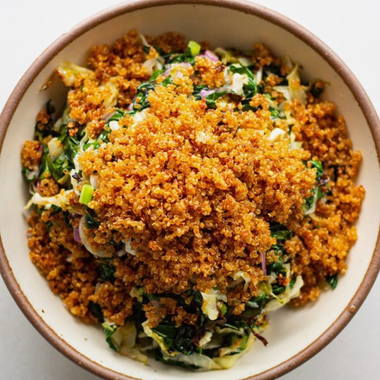 Kale/Crispy Quinoa & Maple Tahini Dressing Salad